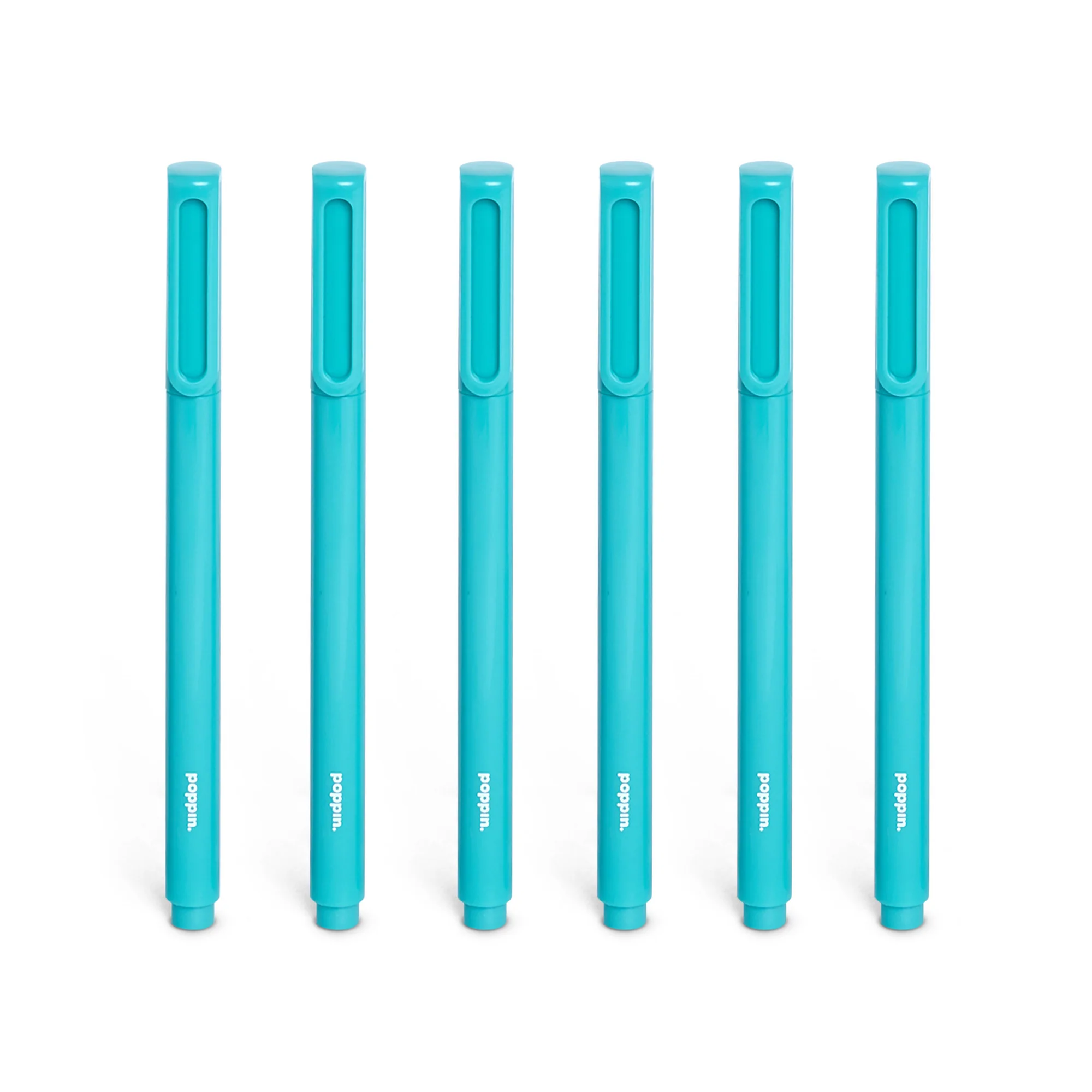 Aqua Signature Ballpoint Pens with Blue Ink, Set of 6