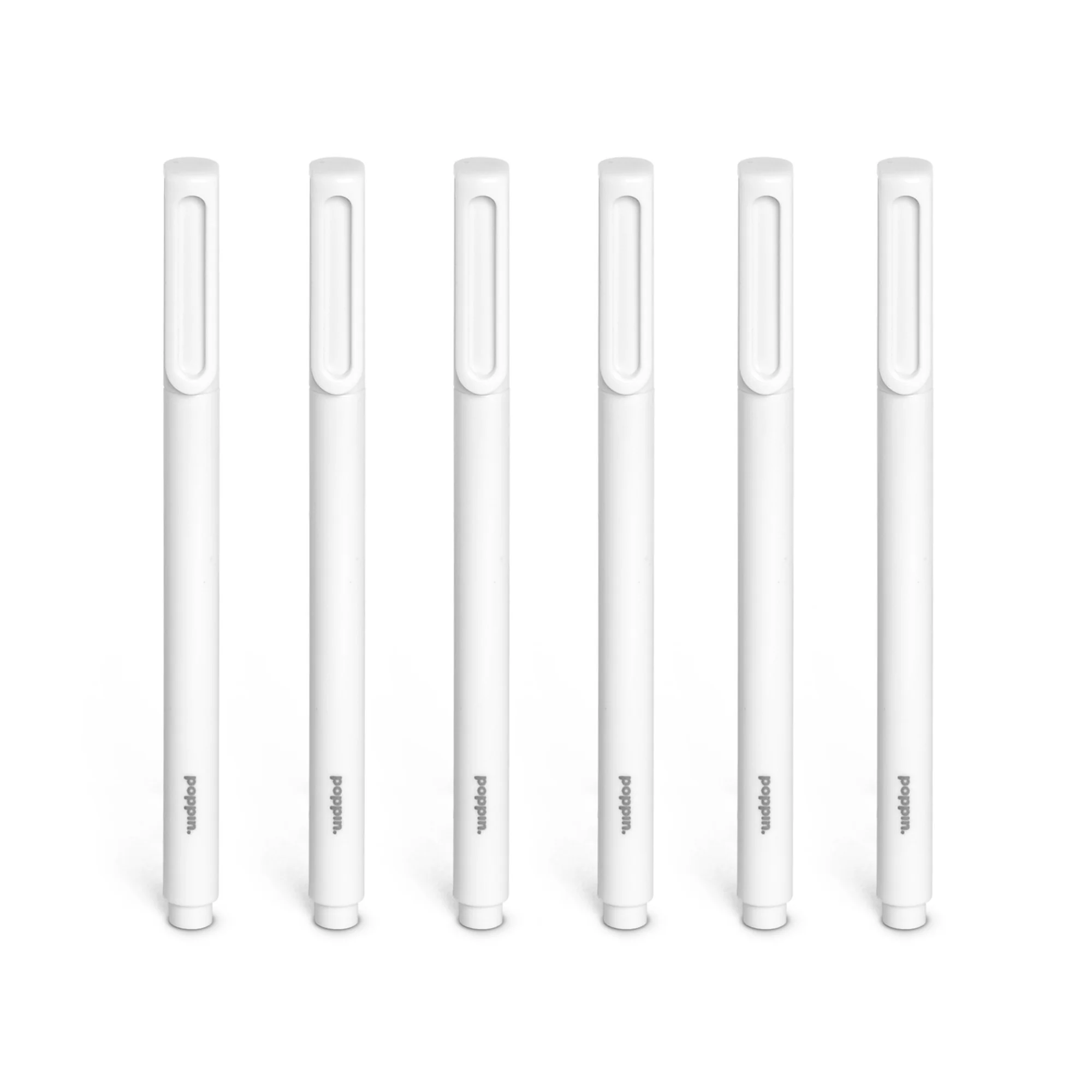 White Signature Ballpoint Pens with Black Ink, Set of 6 2 White Signature Ballpoint Pens with Black Ink, Set of 6