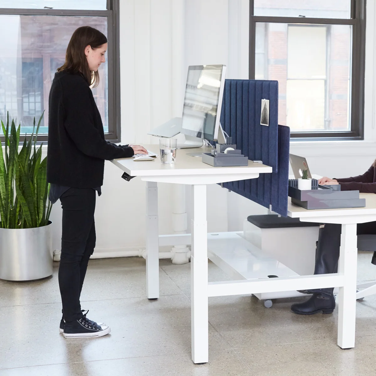 Series L 3S Adjustable Height Double Desk for 2