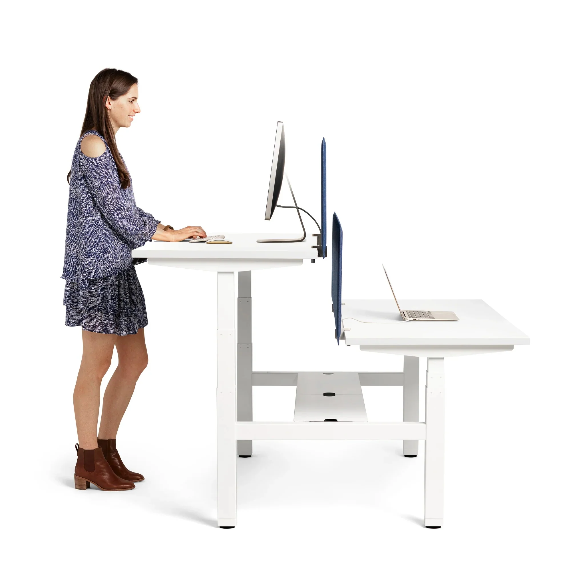 Series L 3S Adjustable Height Double Desk for 2