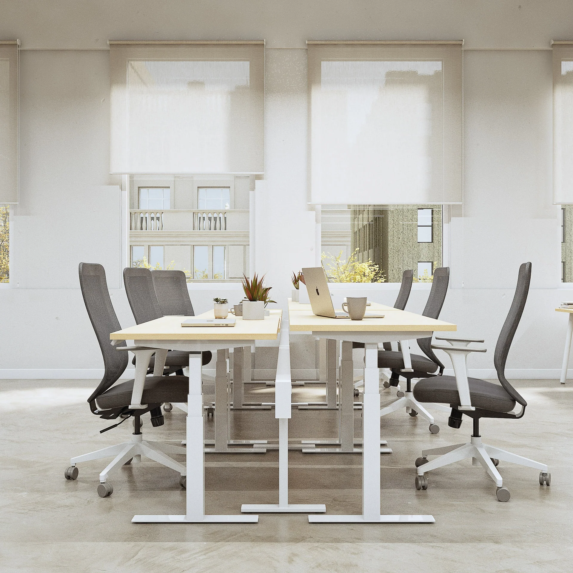 Series L 3S Desk for 6 + Boom Power Rail