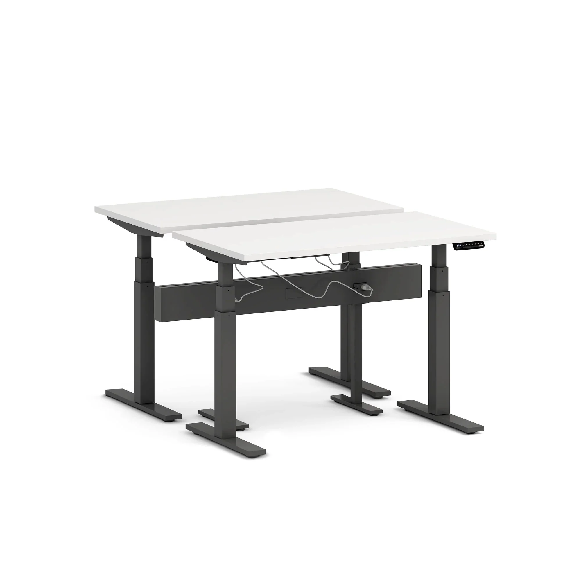 Series L 3S Desk for 2 + Boom Power Rail