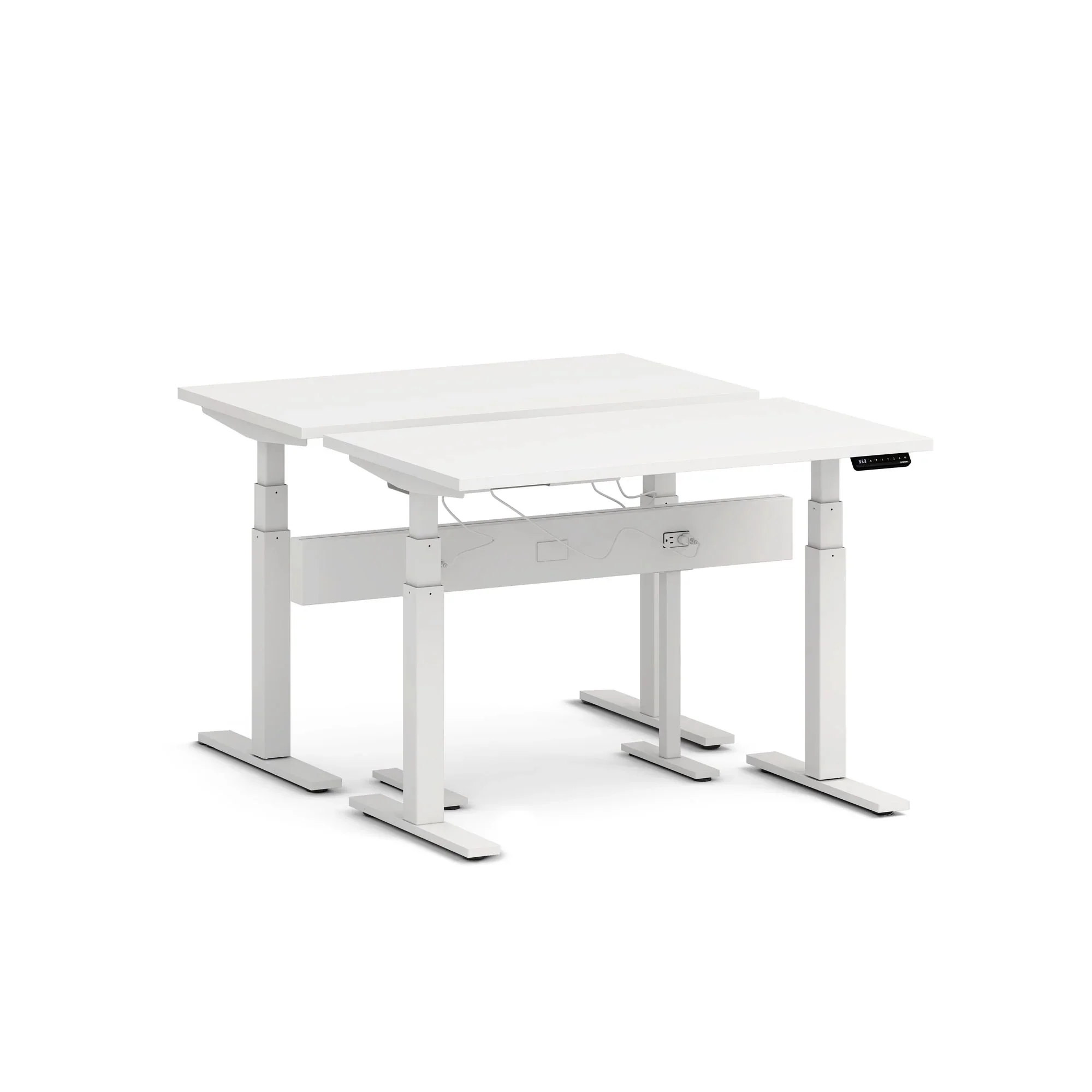 Series L 3S Desk for 2 + Boom Power Rail