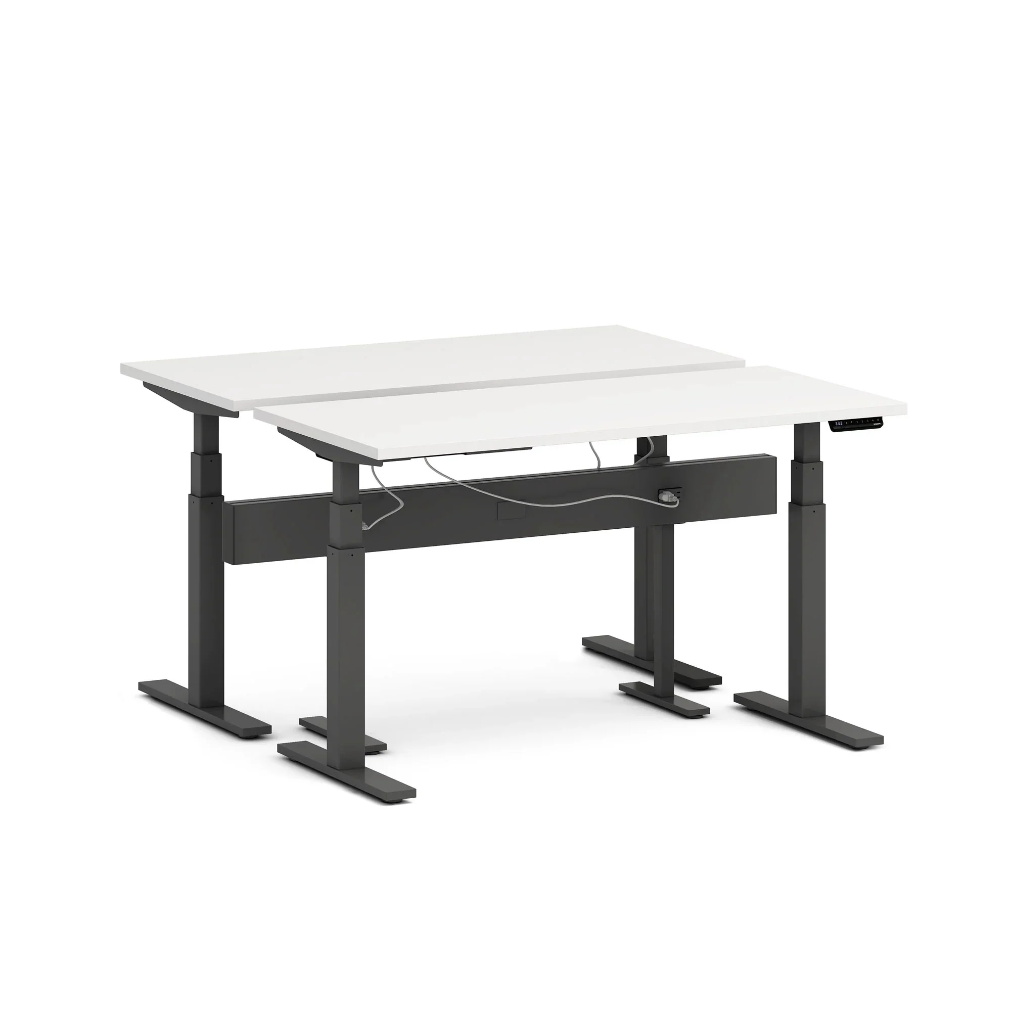 Series L 3S Desk for 2 + Boom Power Rail