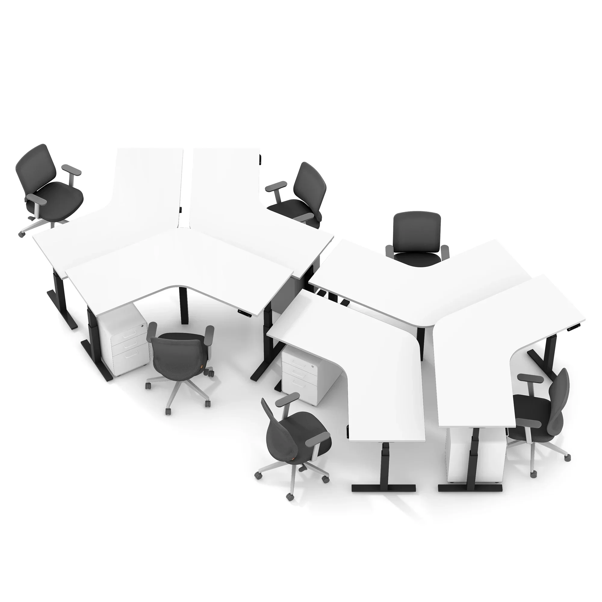 Series L 3S Adjustable Height 120 Degree Desk for 6 + Boom Power Rail 3 Series L 3S Adjustable Height 120 Degree Desk for 6 + Boom Power Rail