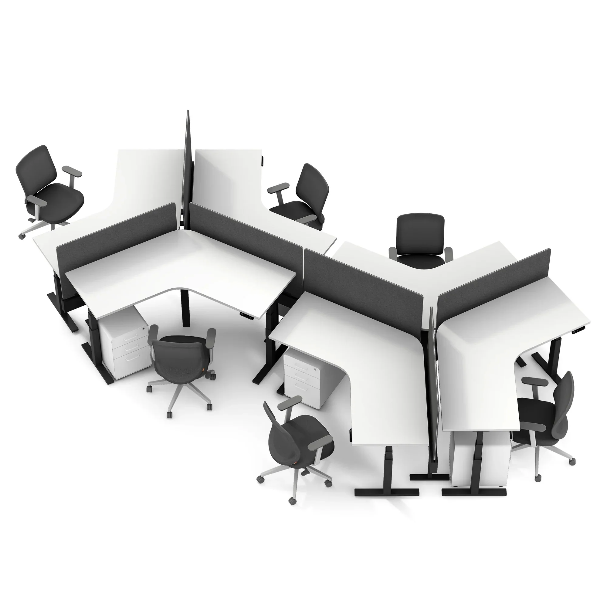 Series L 3S Adjustable Height 120 Degree Desk for 6 + Boom Power Rail 5 Series L 3S Adjustable Height 120 Degree Desk for 6 + Boom Power Rail