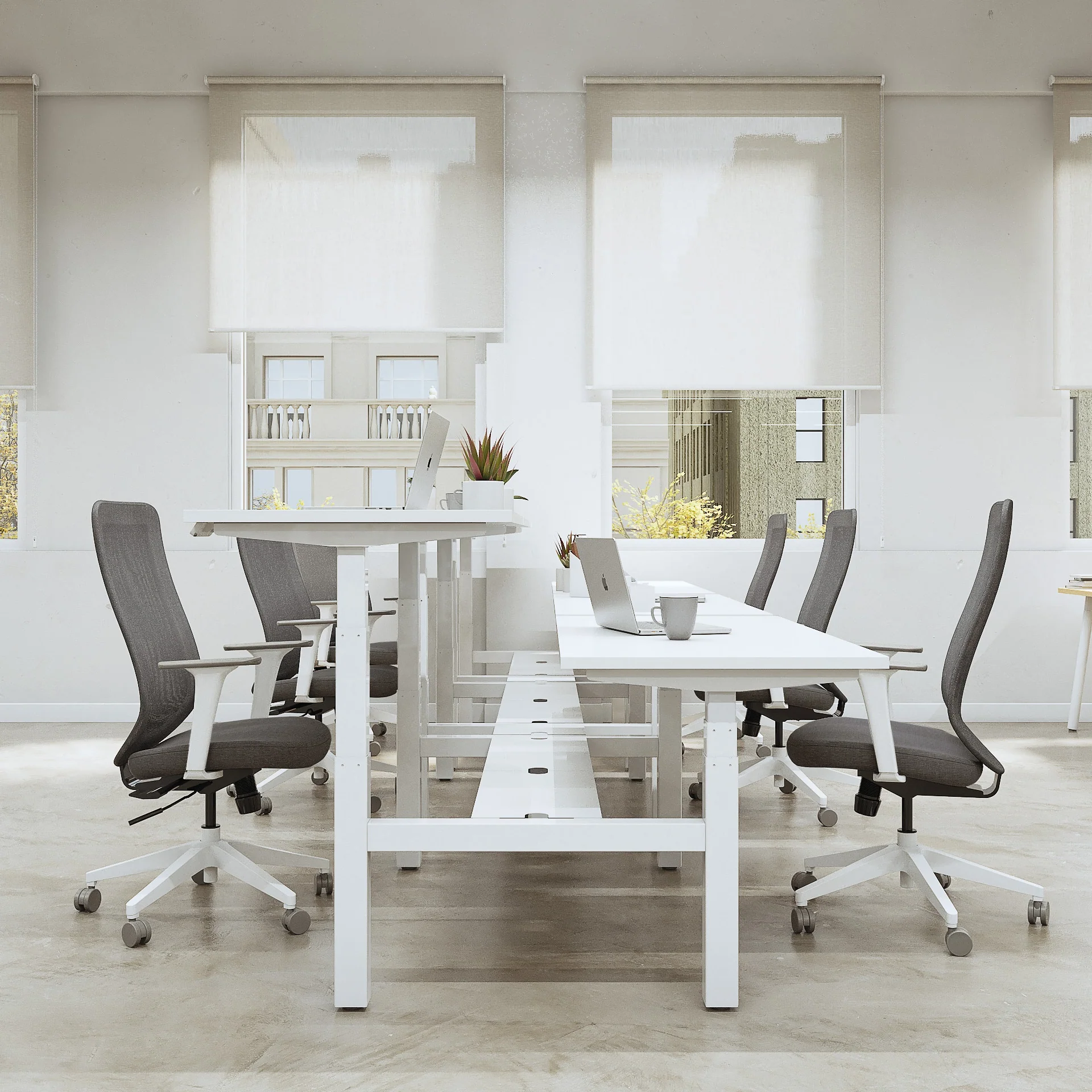 Series L 3S Adjustable Height Double Desk for 6
