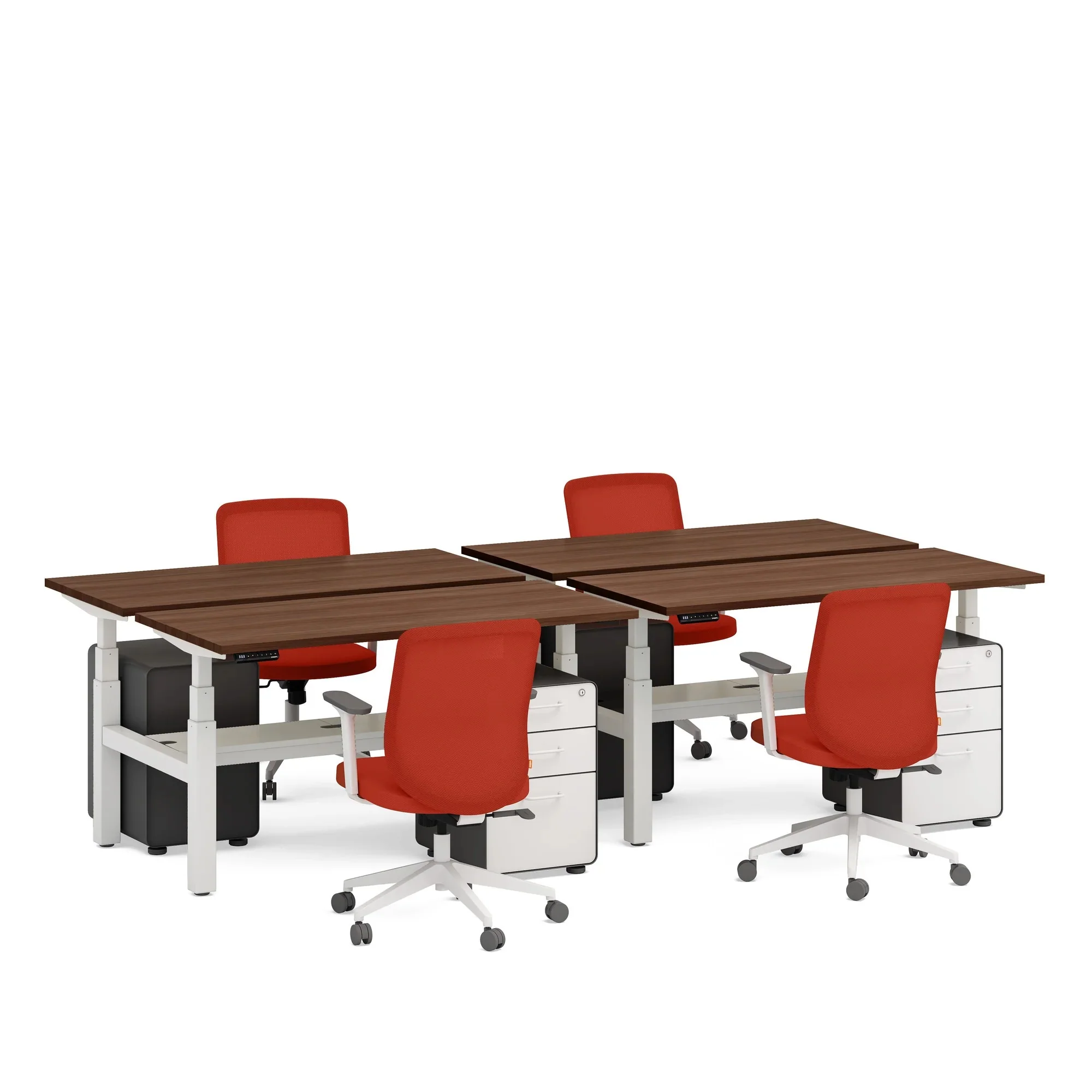 Series L 3S Adjustable Height Double Desk for 4