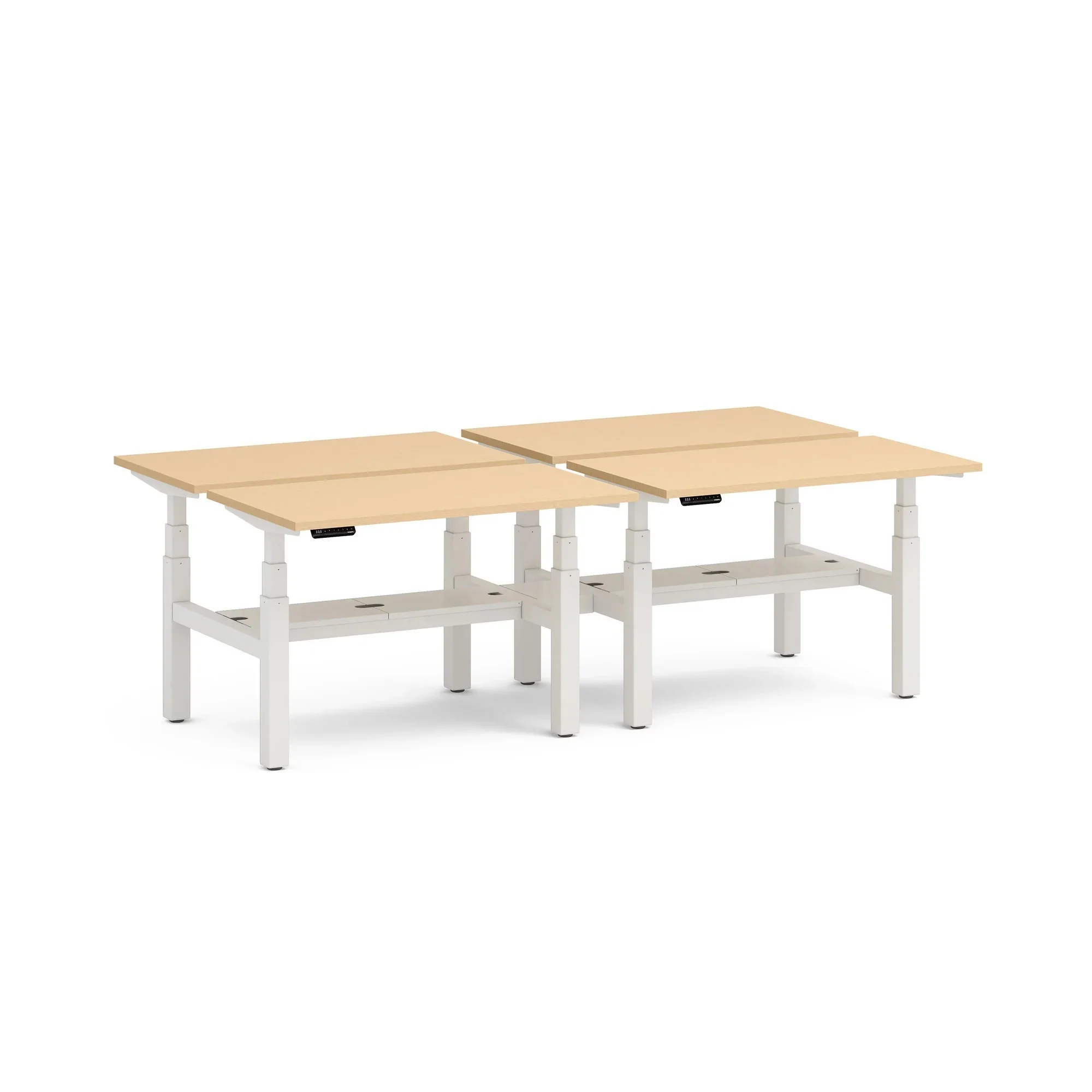 Series L 3S Adjustable Height Double Desk for 4