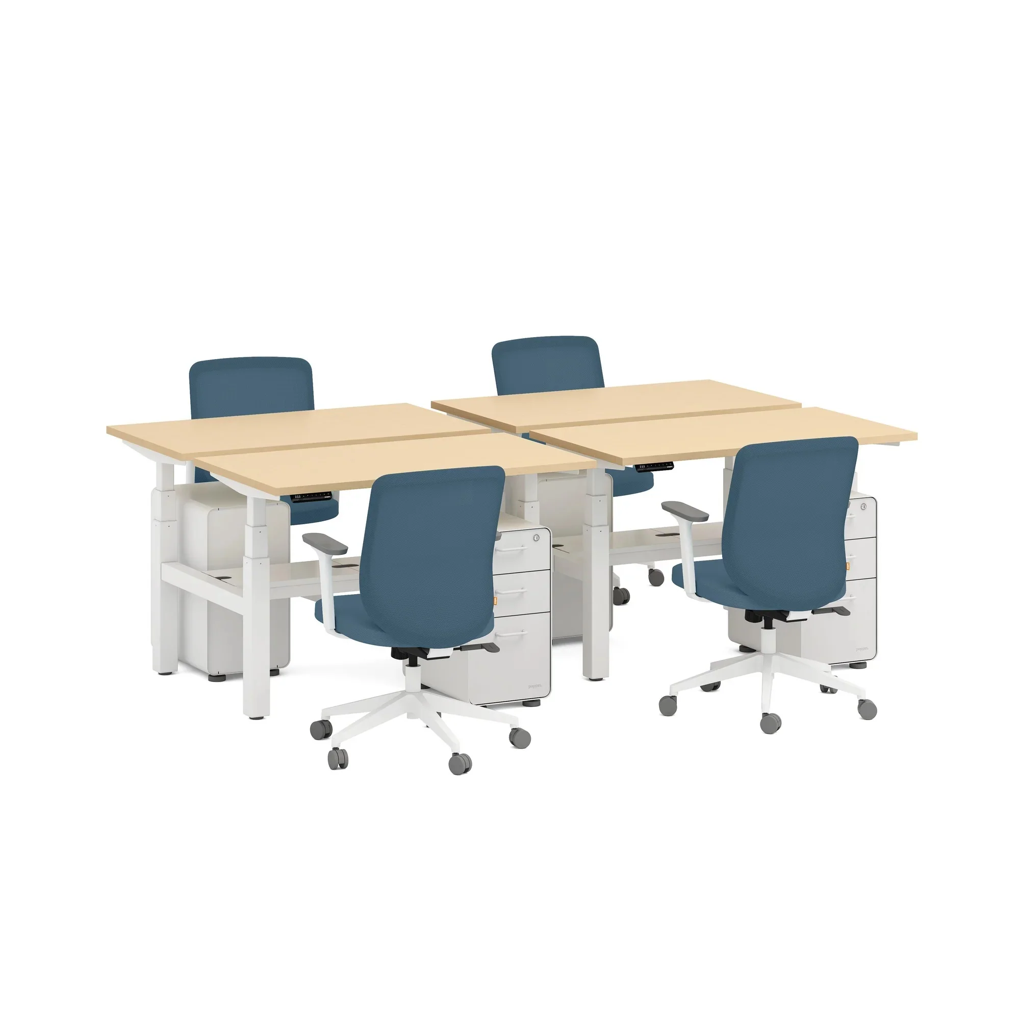 Series L 3S Adjustable Height Double Desk for 4