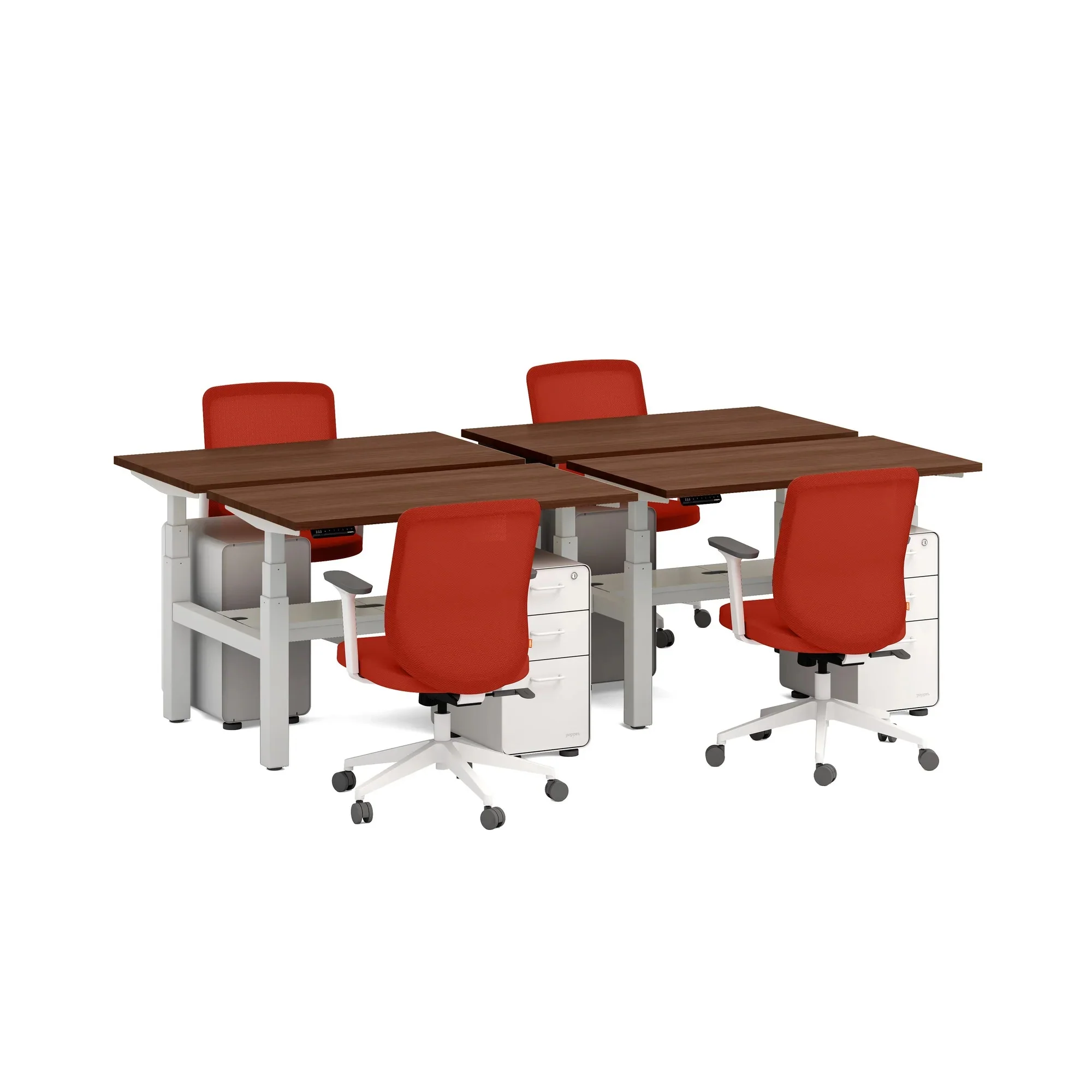 Series L 3S Adjustable Height Double Desk for 4