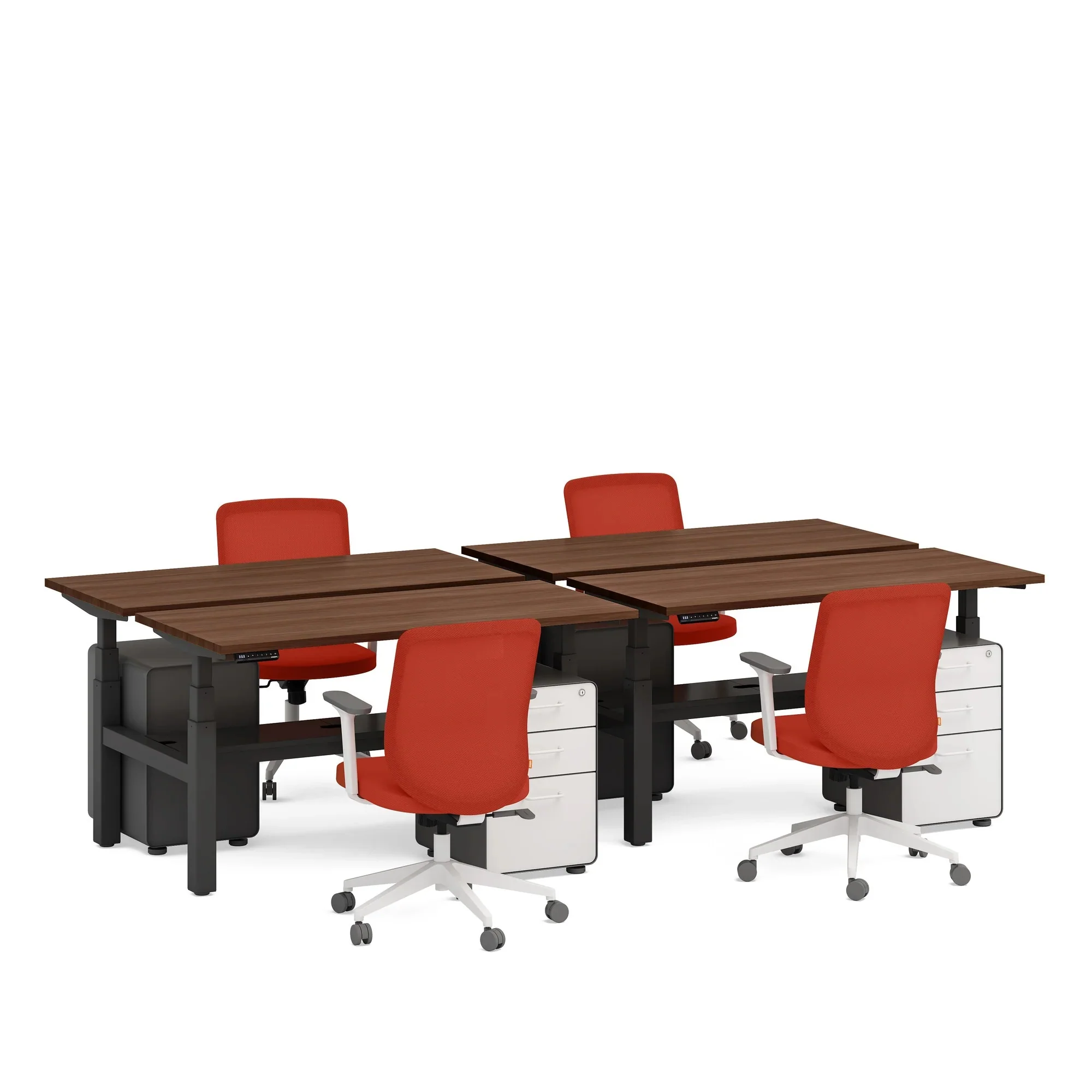 Series L 3S Adjustable Height Double Desk for 4