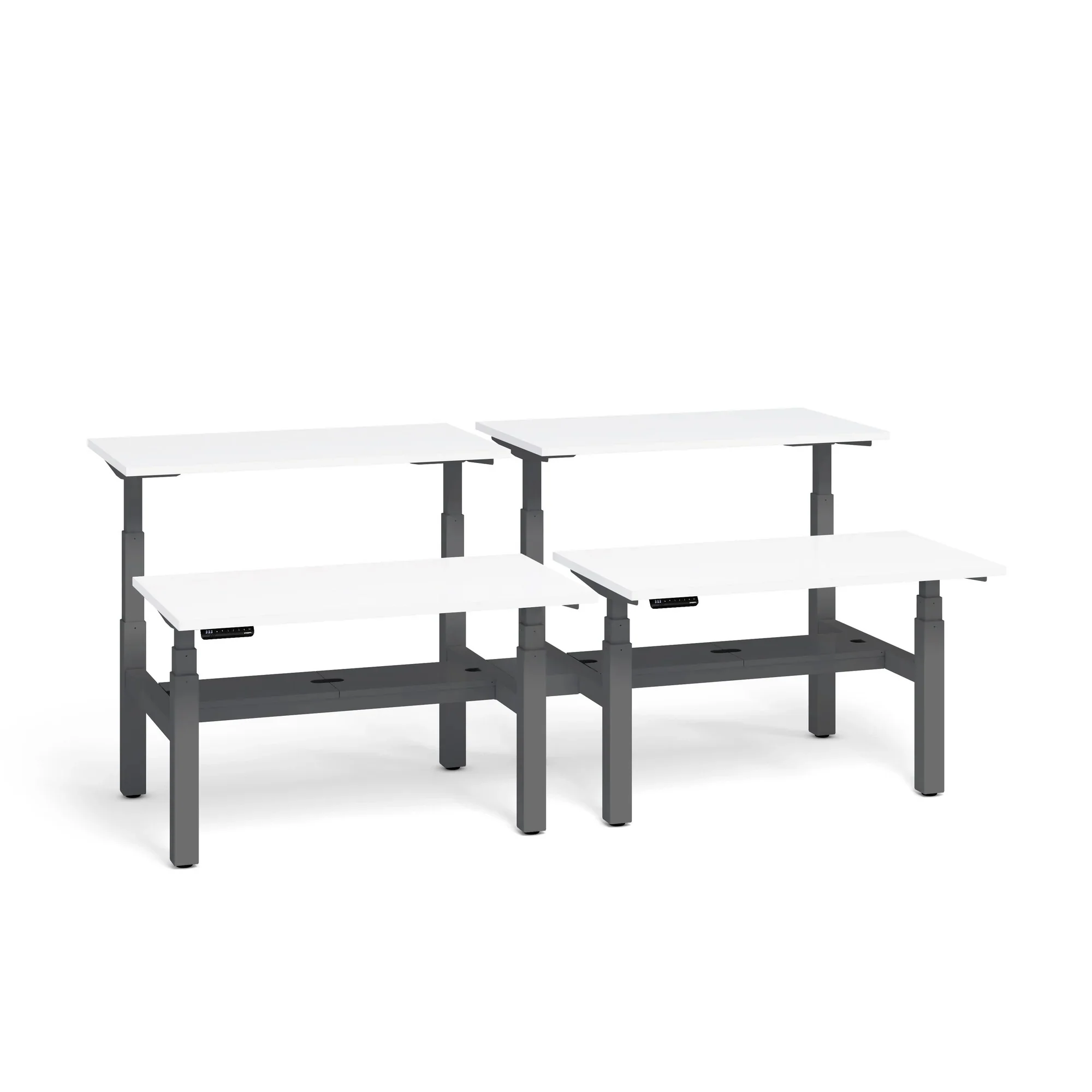 Series L 3S Adjustable Height Double Desk for 4