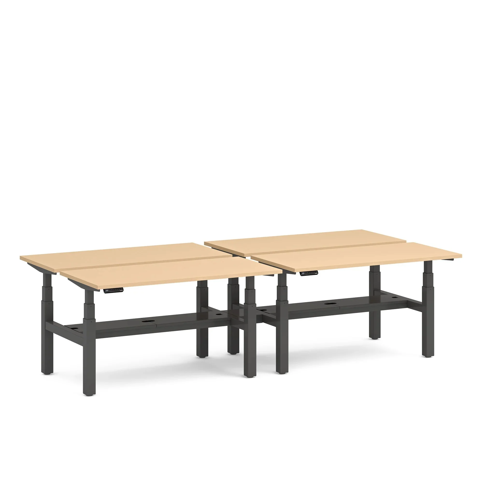 Series L 3S Adjustable Height Double Desk for 4