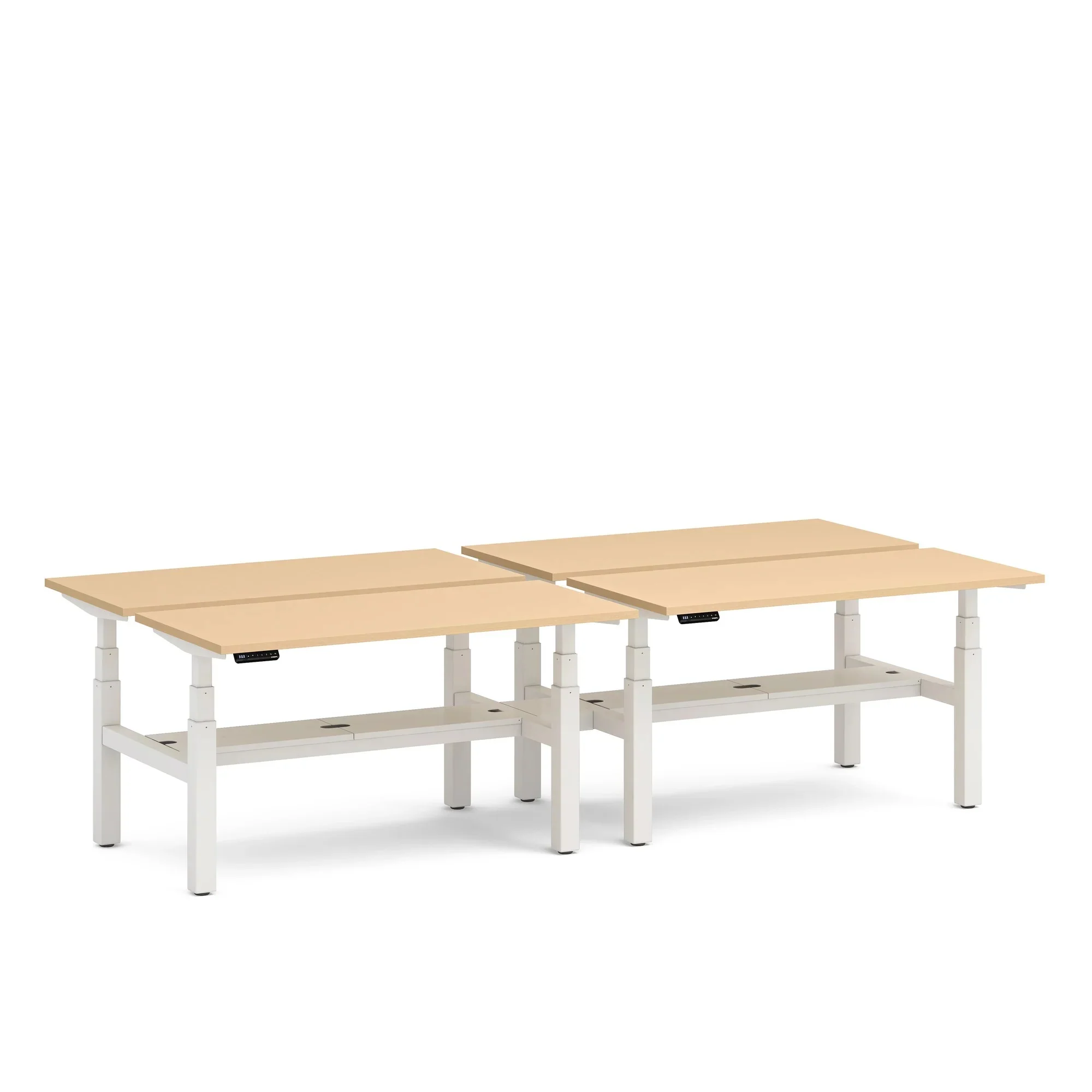 Series L 3S Adjustable Height Double Desk for 4