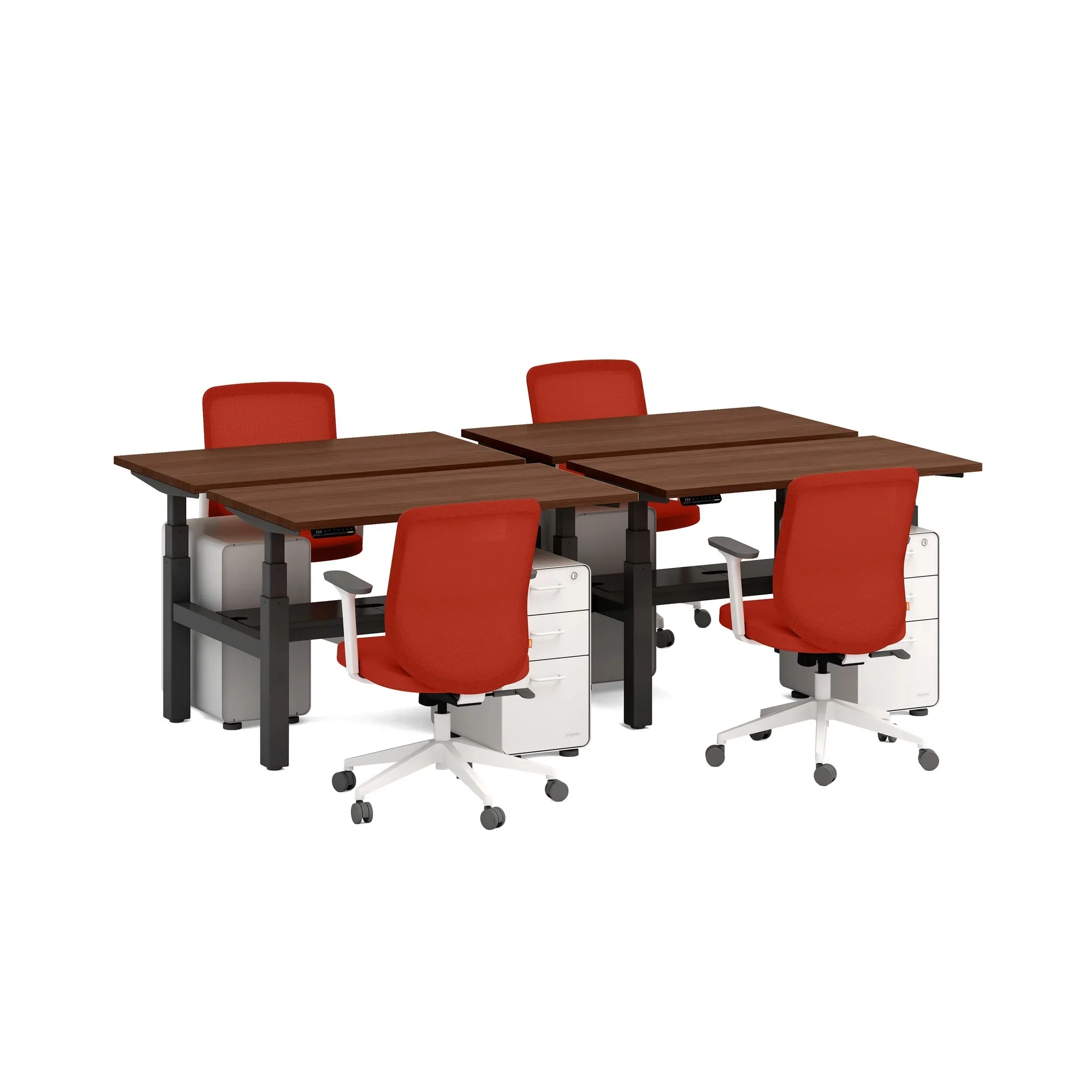 Series L 3S Adjustable Height Double Desk for 4