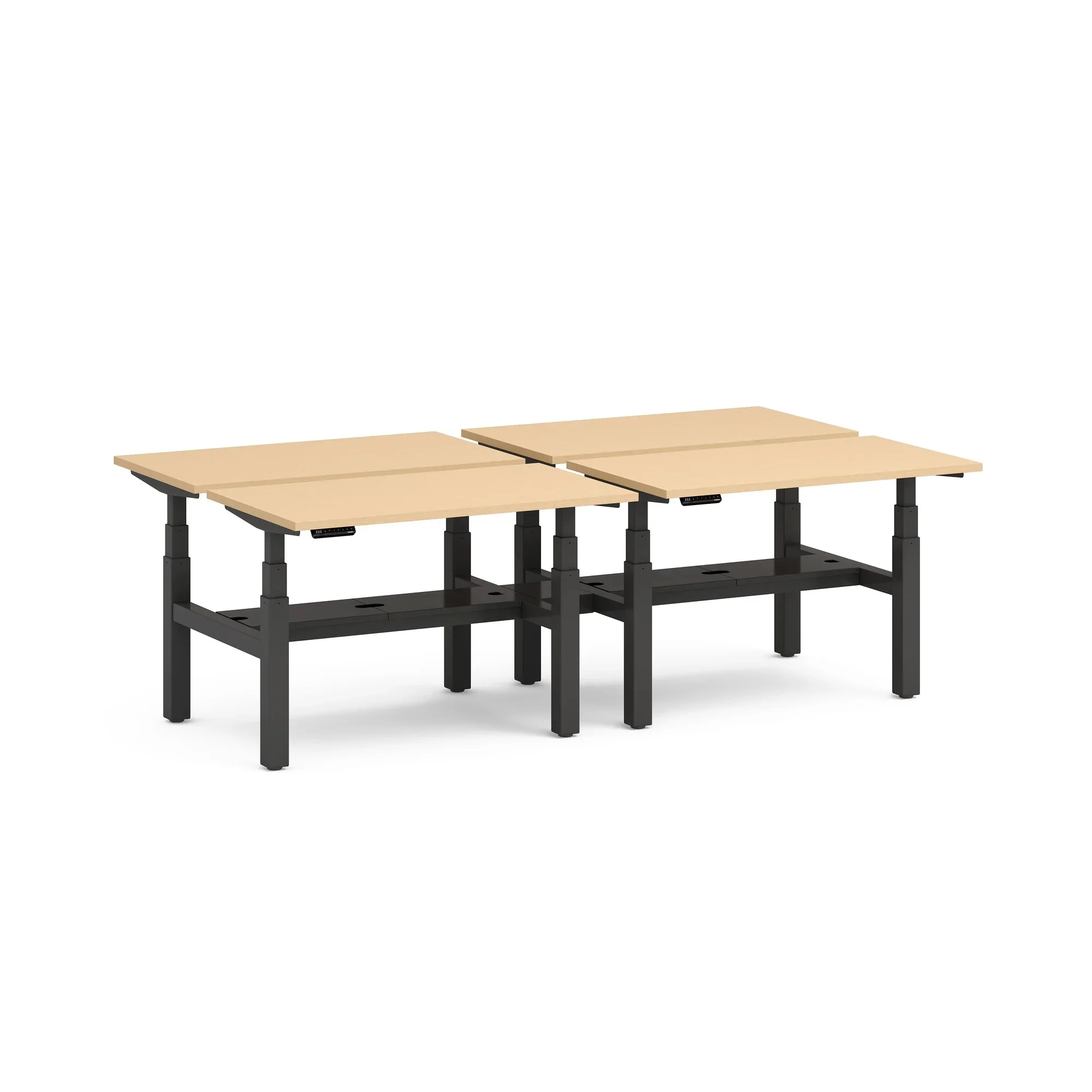 Series L 3S Adjustable Height Double Desk for 4