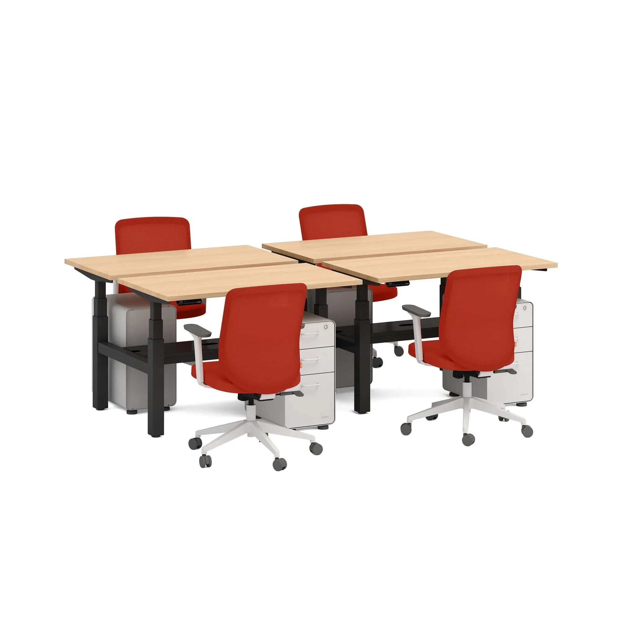 Series L 3S Adjustable Height Double Desk for 4