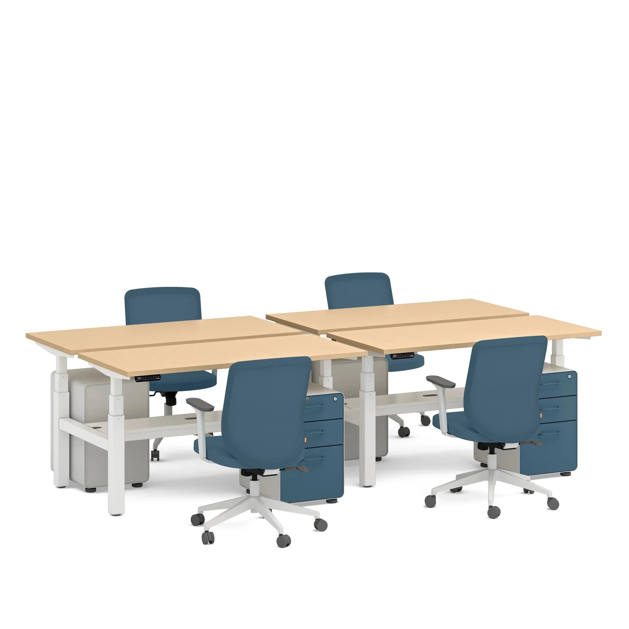 Series L 3S Adjustable Height Double Desk for 4