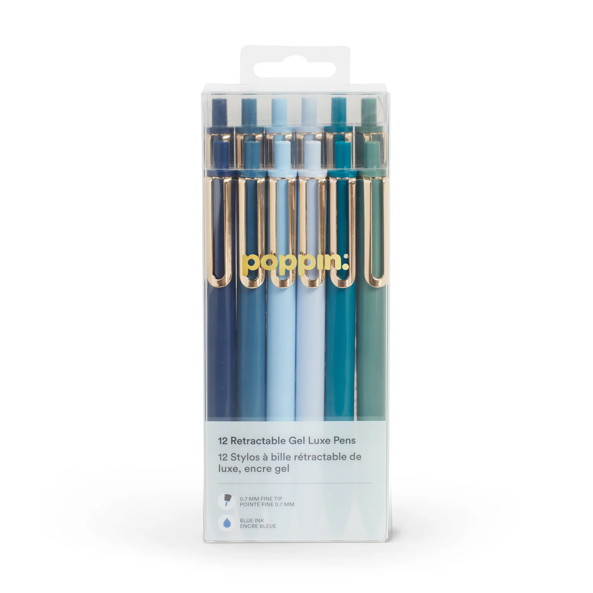Assorted Blues Retractable Gel Luxe Pens, Set of 12